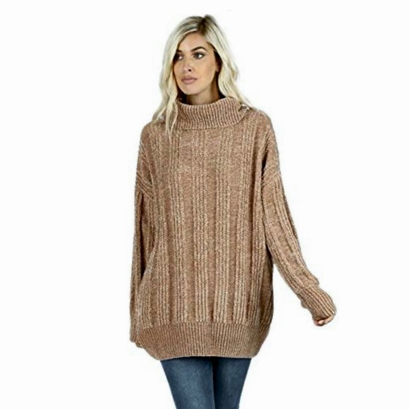 Zenana Outfitters Sweaters - NWOT Zenana Outfitters Chenille Cowl Neck Oversized Cable Knit Sweater